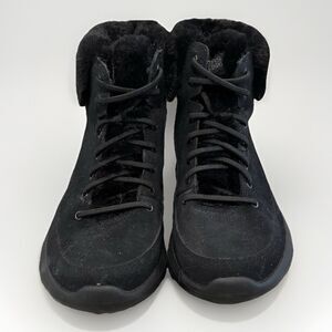 Skechers On The Go Lace Up Ankle Boots Faux Fur  Water Repellent Suede, Sz 8